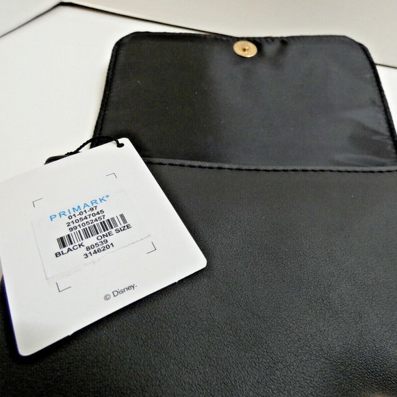 Disney Crossbody Bag Purse Mickey Minnie Mouse Black Embossed Gold Chain NWT - Picture 14 of 14